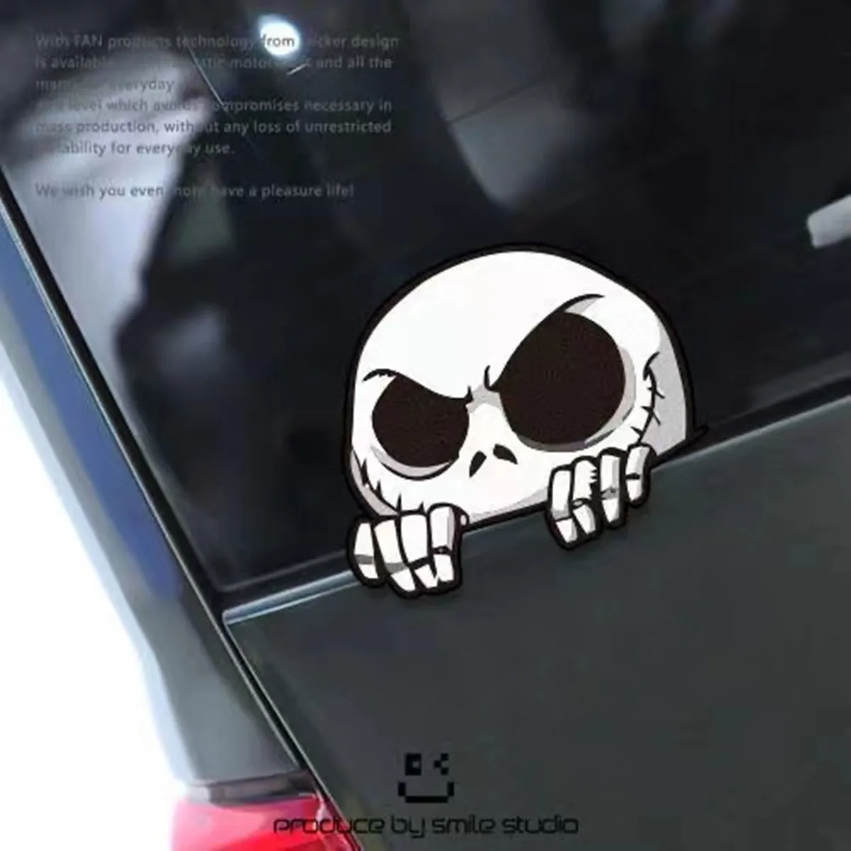 JDM Car Sticker Door Seam Skull Reflective Funny Sticker Window Fuel Tank Cover Motorcycle Car Cover Scratch Decoration