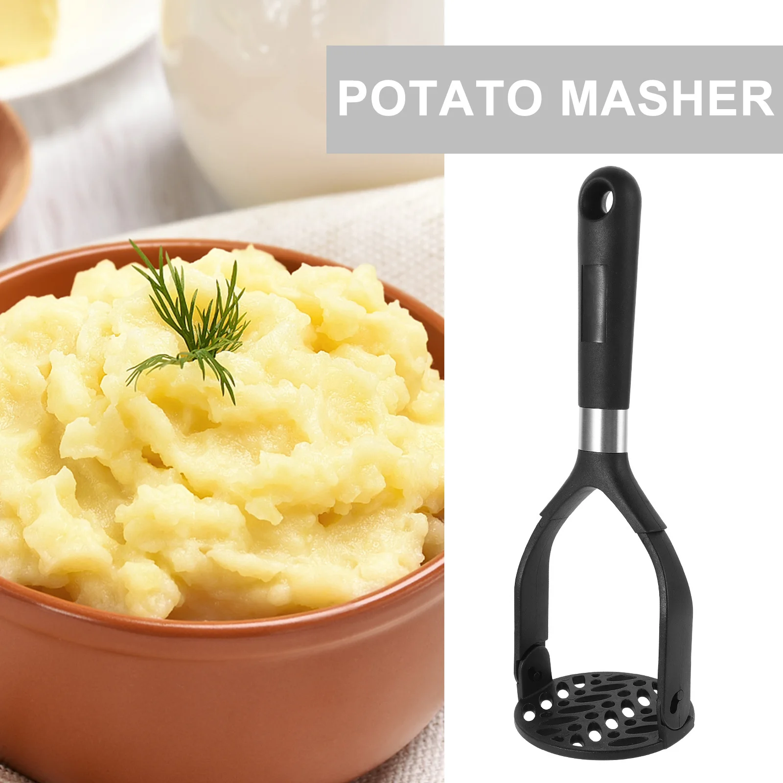 بطاطس قابلة للطي بمقبض أسود، هراسة طعام قابلة للطي غير قابلة للخدش للخضروات، حبوب الأفوكادو، الطماطم، دليل هريس الطفل #6