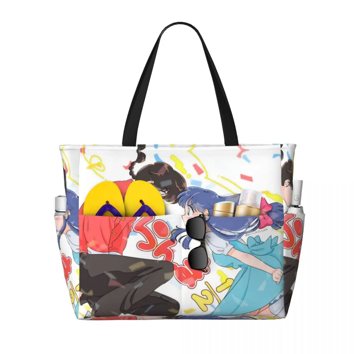 P Chan Ranma Akane Anime Beach Tote Bag Sport Gym Yoga Duffle Large Tote Bag Women Travel Bag Fitness bag