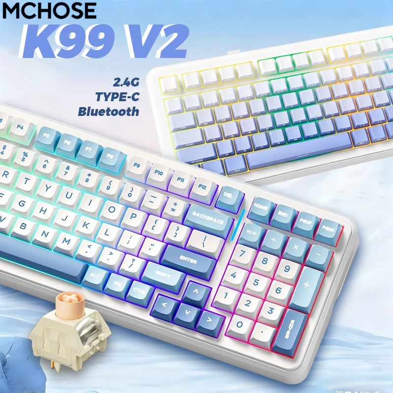 

MCHOSE K99 V2 Wireless Gasket Mount Mechanical Keyboard Customized Gaming Office Keyboard RGB Tri-Mode 8000mAh Hot Swappable