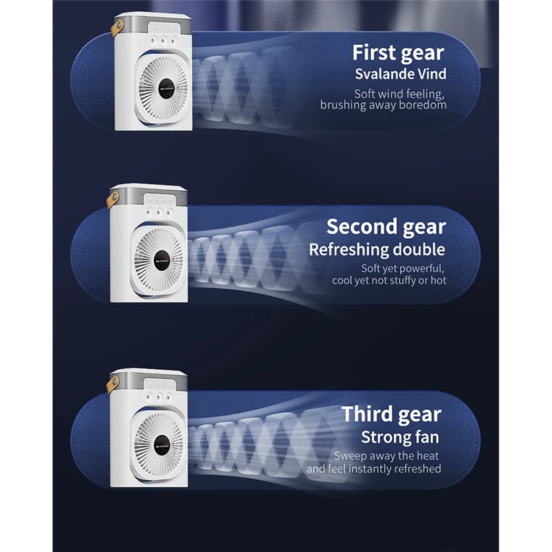 HIM-พัดลมเครื่องปรับอากาศแบบพกพา Desktop Humidifier ในครัวเรือนขนาดเล็ก Air Cooler พัดลมที่มีสีสันไฟกลางคืนสําหรับ Office