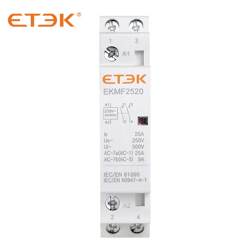 ETEK Household Modular  AC Contactor 220v Single Phase 2p 2no 2nc 1no 1nc 25A 20A 16A For Automation EKMF