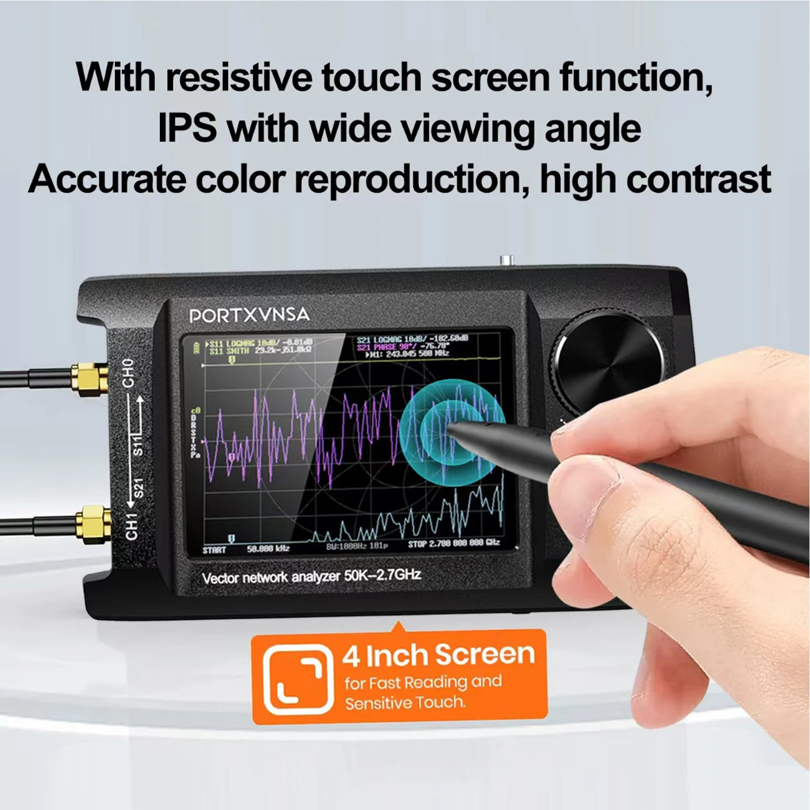 NanoVNA-H4 Plus 50kHz-2.7GHz Vector Network Analyzer