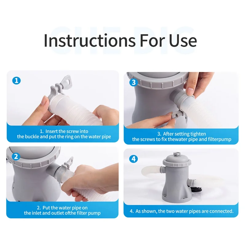 AT29-Ground Small Pool Filter Pump 330 GPH Electric Water Pump Paddling Pool Pool Pumps