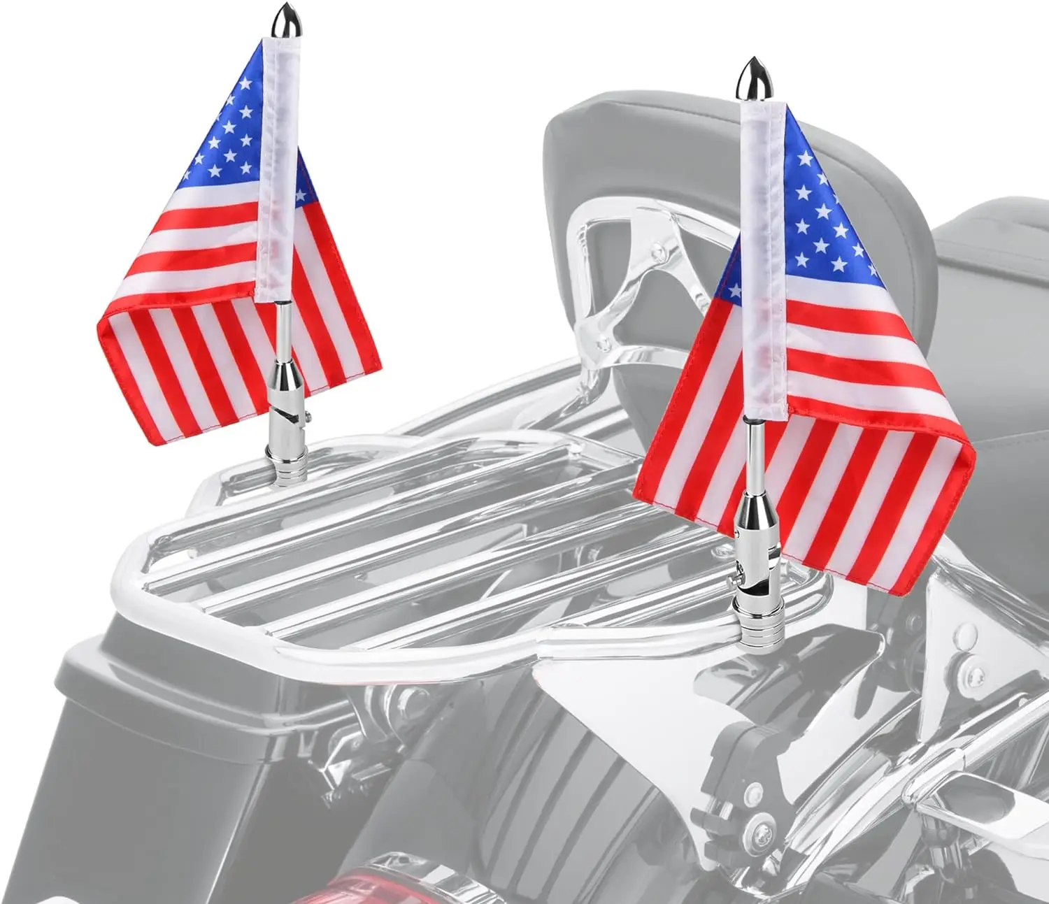 Motorcycle Flag Pole Mount Kit Foldable - 12mm 13mm Handlebar Clamp for Harley Davidson, Honda Goldwing, Yamaha Cruiser & Sport