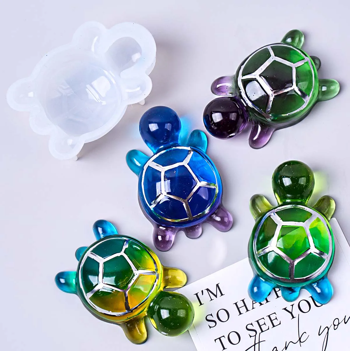 3D Cute Little Sea Turtle Silicone Mold DIY Handmade Animal UV Crystal Epoxy Resin Casting Mould Mini Tabletop Ornament Craft
