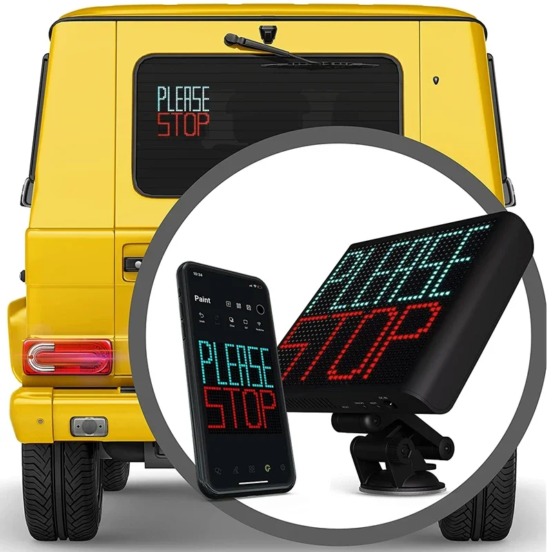 Car Led Screen Pixel Art Display 64 X 64 Voice App Cellphone Control Programmable Led Car Rear Window Digital Display