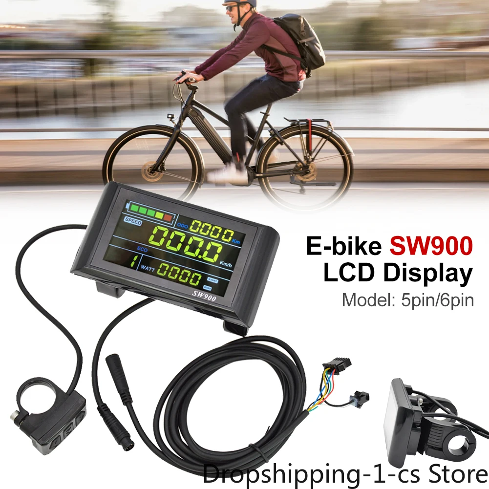 E-bike SW900 LCD Display Speed Control Panel 24-60V 5/6pin Adapter Cable Electric Scooter Bicycle LCD Display Cycling Accessory