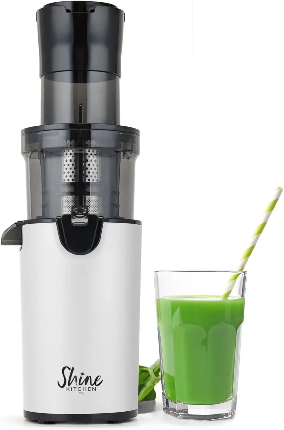 Shine Kitchen Co. SJX-1 Easy Cold Press Juicer with XL Feed Chute and Compact Body (White)