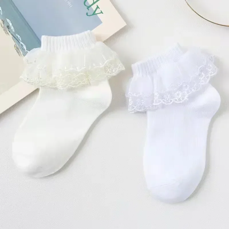 2023 New Lolita Lace Princess Socks Kids Girl Baby Cotton Lei Silk calzini da ballo latino bianchi elastici spessi morbidi e confortevoli