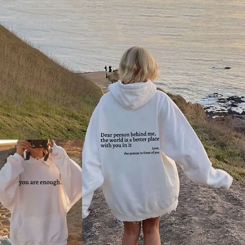 

WOBDAEL You Are Enough Dear Person Behind Me толстовка Прямая поставка осенняя теплая толстовка зимние толстовки с длинными рукавами женские топы мужские