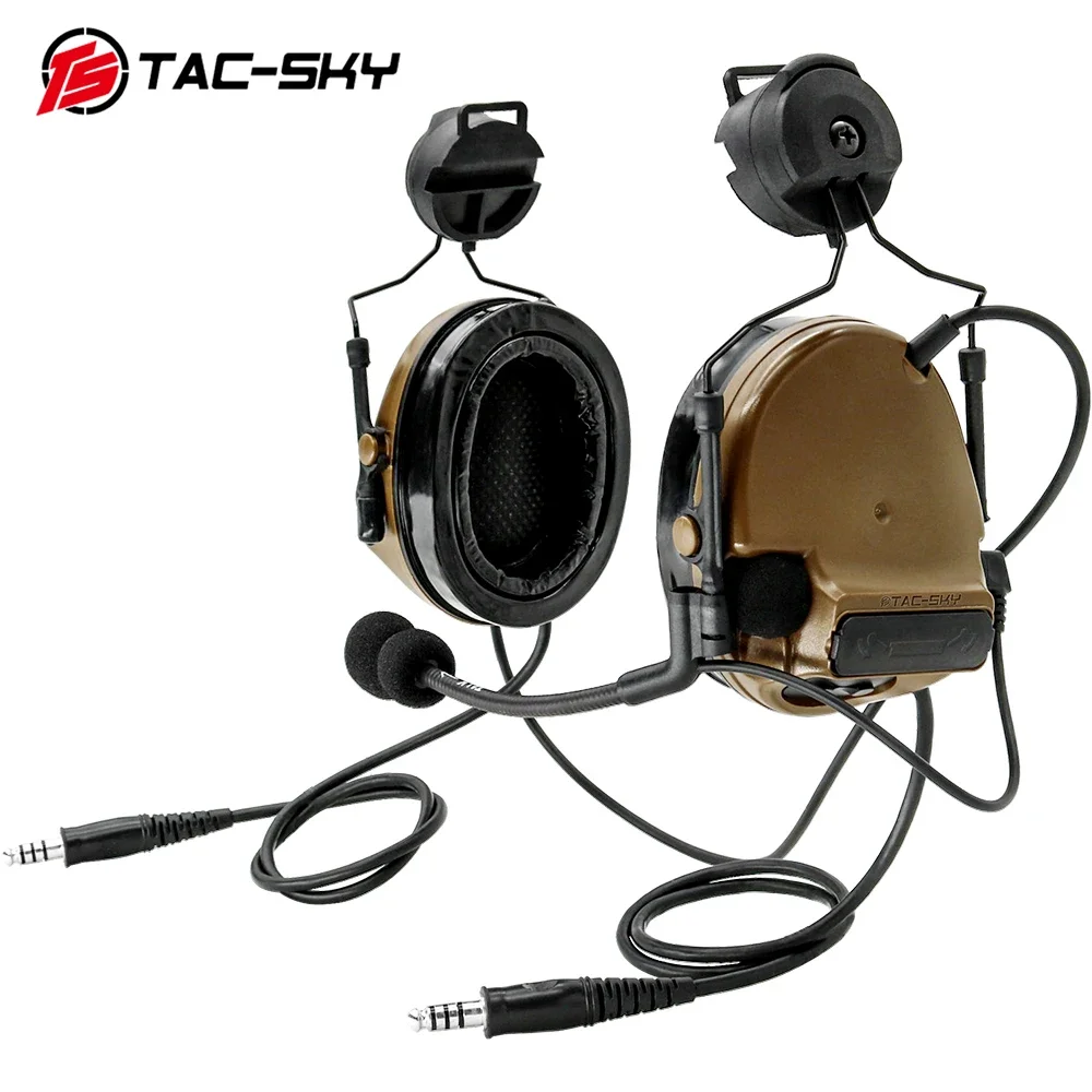 

TAC-SKY COMTAC III Double-Pass Version Helmet Bracket Silicone Earmuffs Noise Reduction Pickup Tactical Military Headset CB