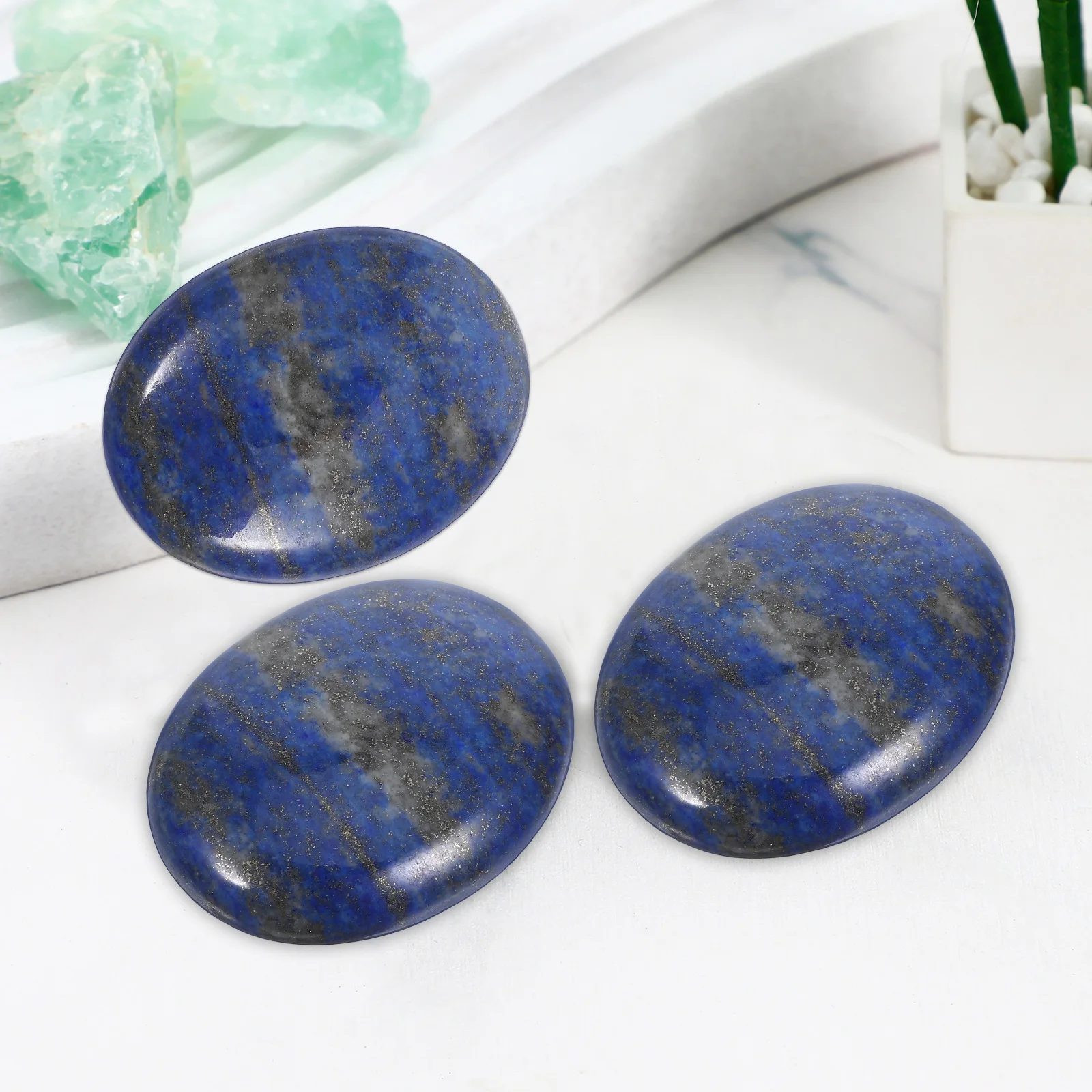 

4 Pcs Massage Stone Blue Crystal Meditation Tool Energy for Healing Thumb Worry Yoga Gemstones