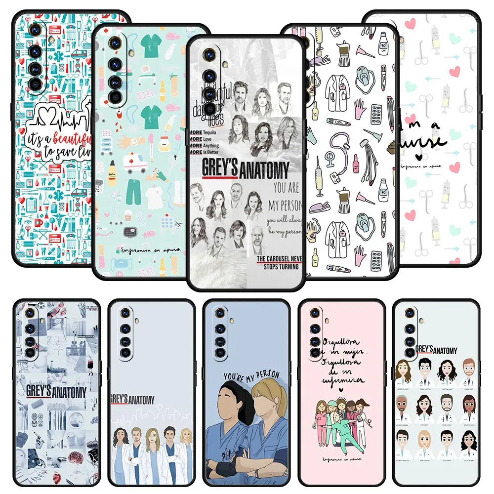 Capa de TPU Macia para Realme C67 C63 C55 C53 C25 C21 10 11 12 13 GT 2 3 5 Pro Plus 5G, Capa de Telefone à Prova de Choque, Funda Grey's Anatomy