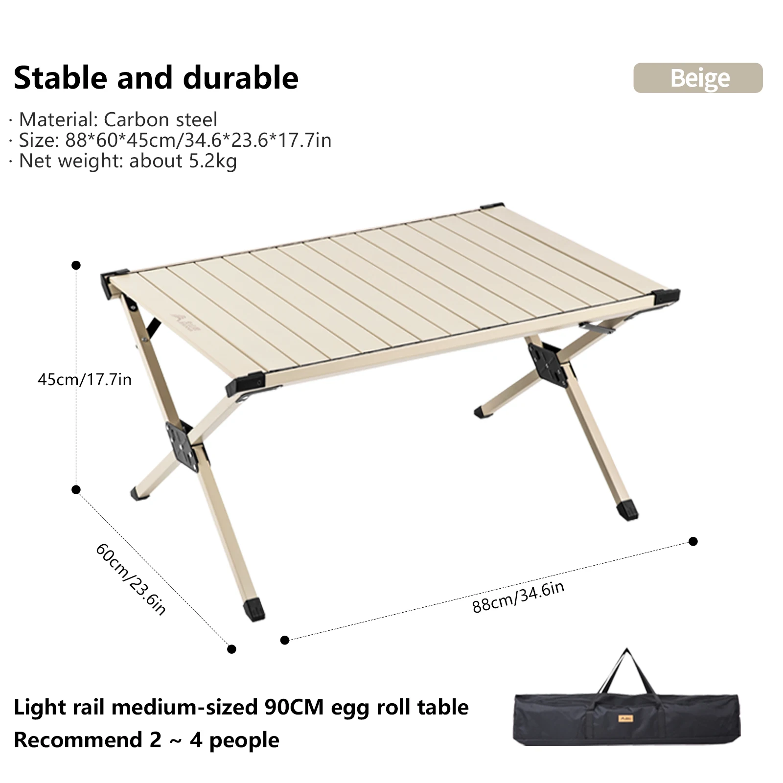 BISINNA Upgrade Nieuwe Outdoor Camping Loempia Tafel Draagbare Koolstofstaal Klaptafel Met Draagtas voor Picknick BBQ