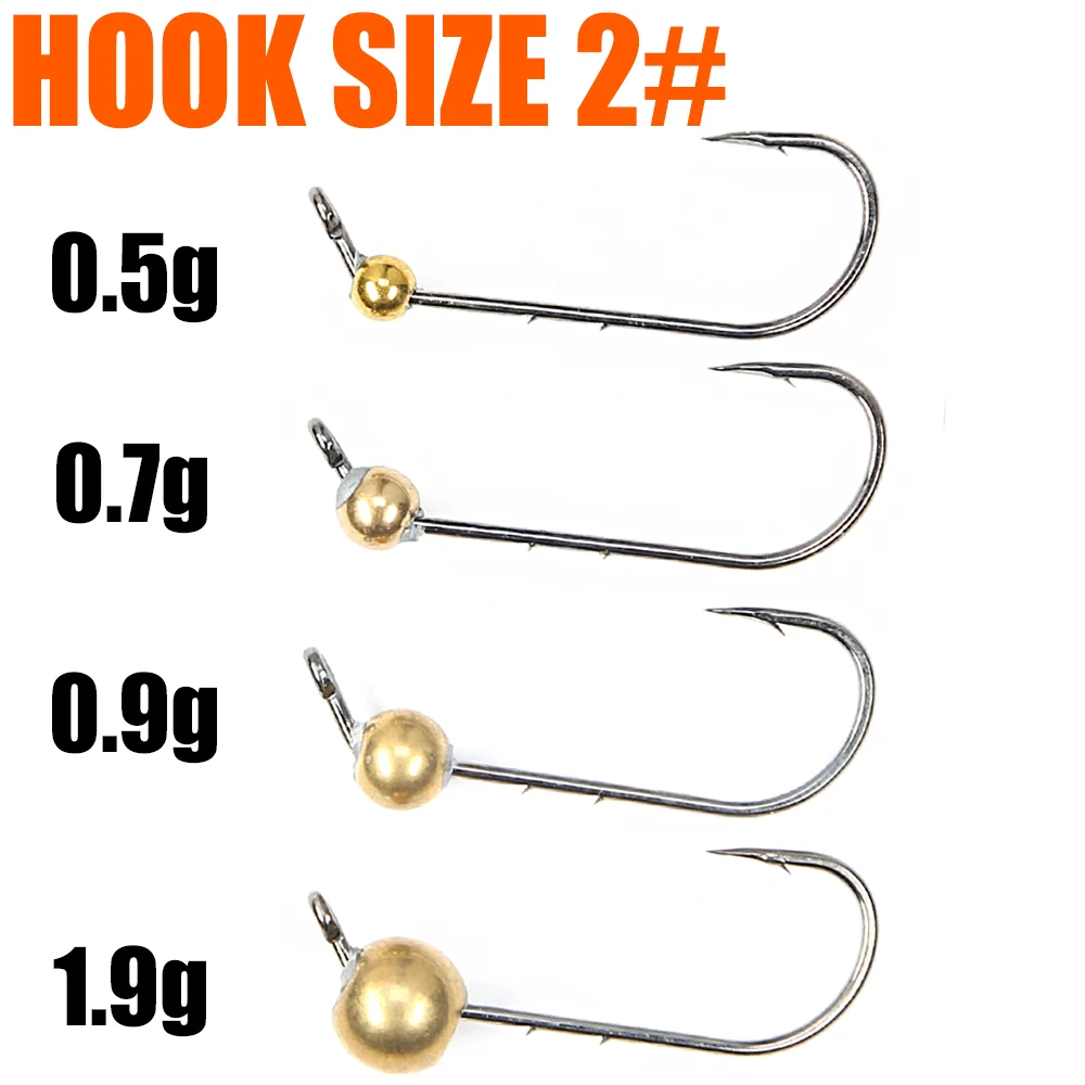 B&U 10 Stück Mini Micro Jig Kopfhaken Rockfish Freiliegender Kopfhaken Widerhaken Forelle Weicher Wurm Köder Jig Angelhaken Angelgerät – Detail 9