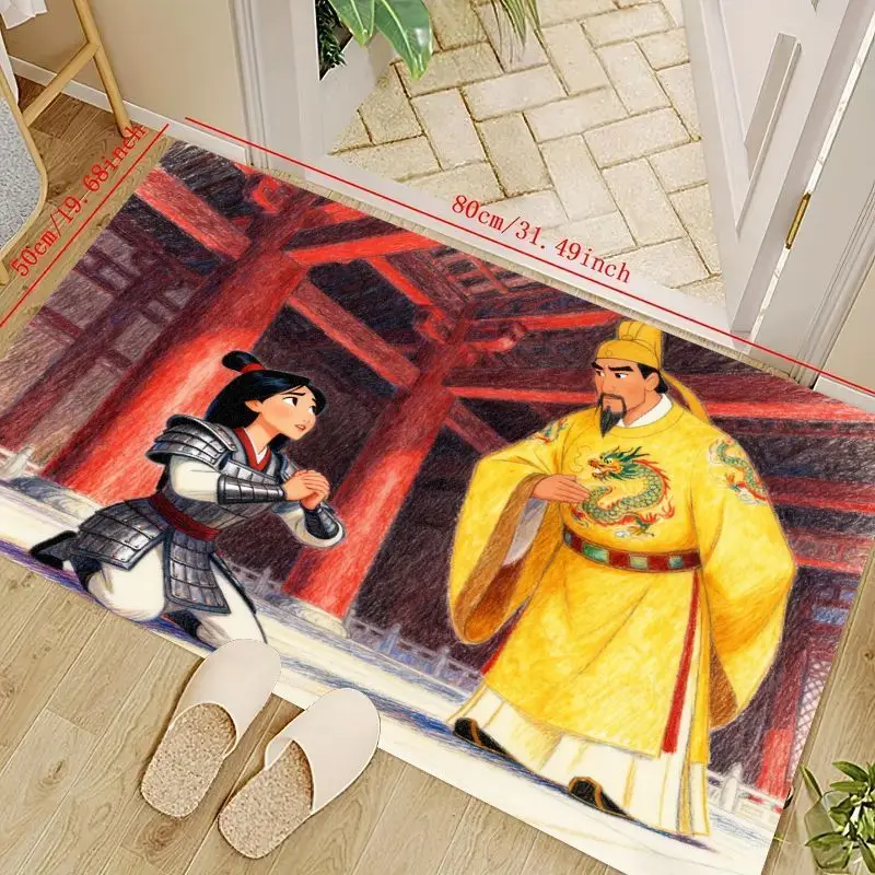 

1PC Disney Mulan & Emperor Cartoon Area Rug Floor Mat, Non-Slip Washable Decorative Carpet for Living Room Bedroom Kids Room Hom