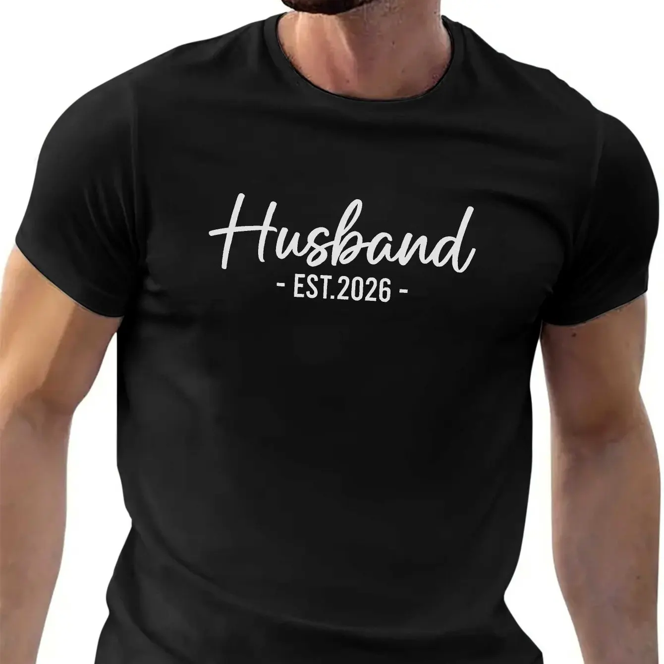 

Funny Husband Est. 2026 Wedding T-Shirt - Moisture-wicking casual crew neck short-sleeved, comfortable casual cotton top