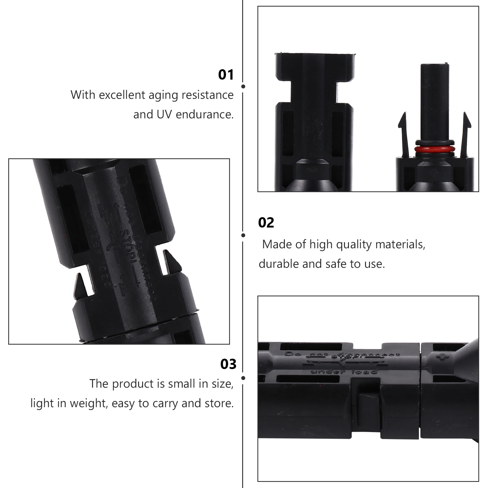 

6 Pairs Waterproof Cable Connectors Solar Panel Splice Photovoltaic Adapter Wire High Temperature Fire Resistant Durable