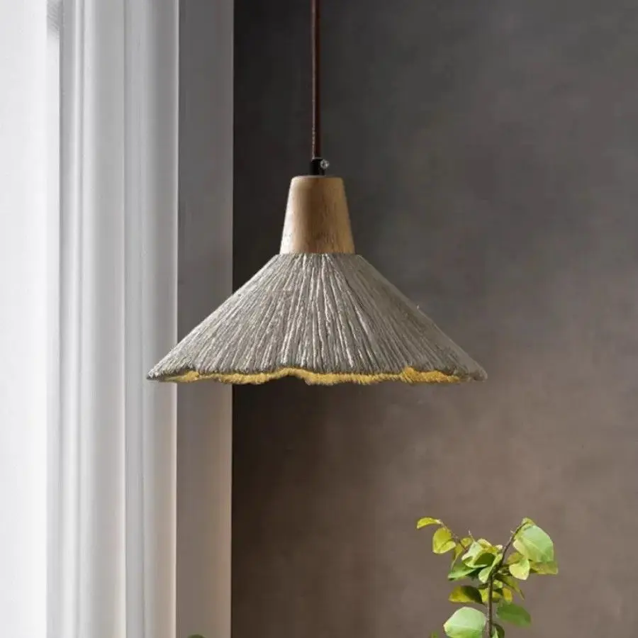 Japanese Style Cement Pendant Light Minimalist Bedroom Lighting Retro Bar Creative Design