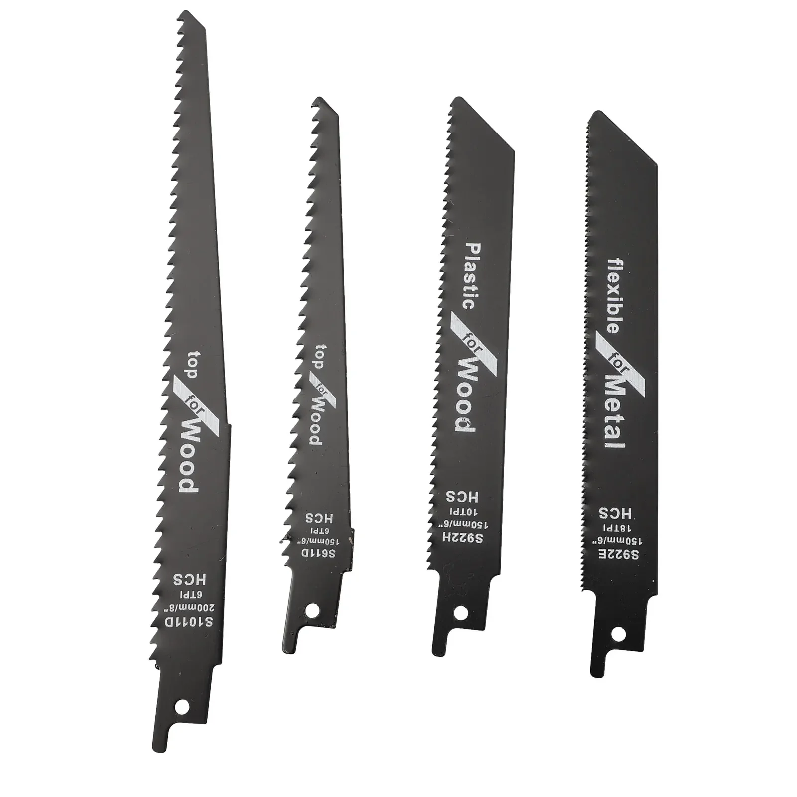 목재 절단 금속 절단 왕복 톱날 도구, S922H, S922E, S611D, S1011D 용 절단, 150mm, 225mm, 세트당 4 개