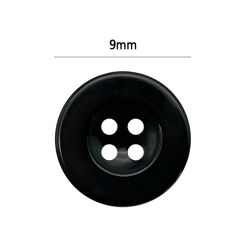 100pcs 9mm 4Hole Wide Edge Button Resin Circular Black White Household Sewing Accessories Clothing Coat Shirt DIY Decoration TMZ