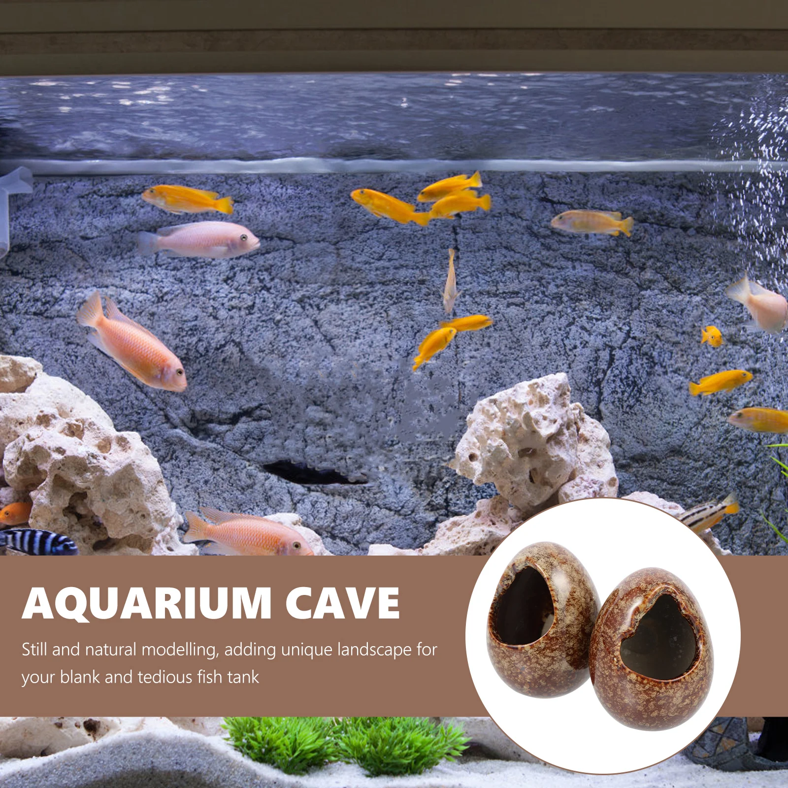 

2Pcs Vivid Fish Cave Aquarium Shelter Durable Shrimp Home Decorative Landscape Supply Fish Cave Wear-Resistant Aquarium Decor