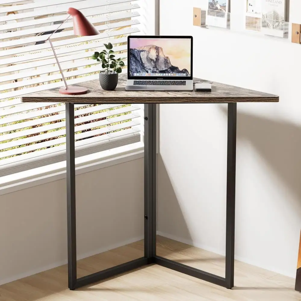 

Corner Desk,Office Tables for Living Room for Small Space Triangle Computer Desk with Steel Frame Corner Shelves with Me
