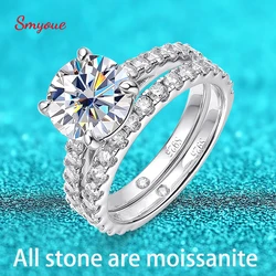 Smyoue 18K vergulde 0,6-4,2CT alle Moissanite ring voor vrouwen sprankelende bruidssets trouwring 100% S925 zilveren Lab diamanten ring