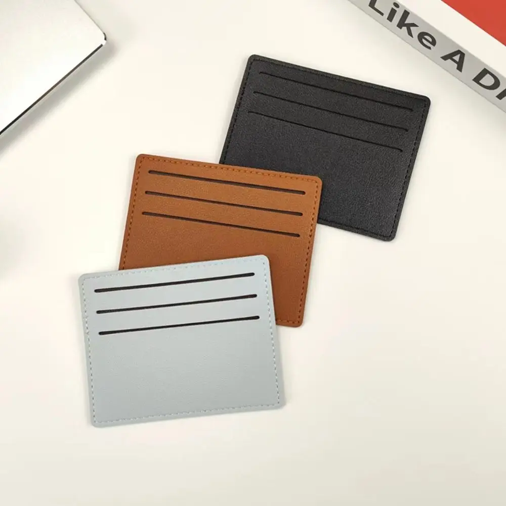 멀티 포지션 PU 가죽 카드홀더, 심플한 한국 스타일 짧은 카드 가방, 단색 카드 출입 통제 ID 신용 카드 케이스