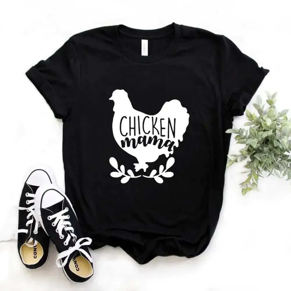 Chicken mama Print Women Tshirts Casual Funny t Shirt For Lady Yong Girl TopTee y2k accessories 2024 Cotton grunge clothes women