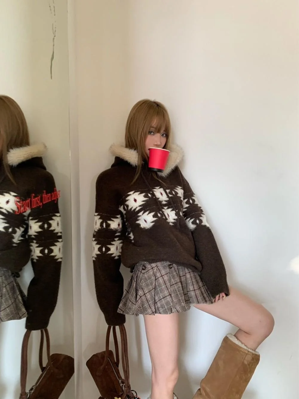 

Loose Knitted Sweater Women's Winter Casual Sle Polyester Fiber Coat Collar Lazy Faion Top NUMIND Island Magma Dr