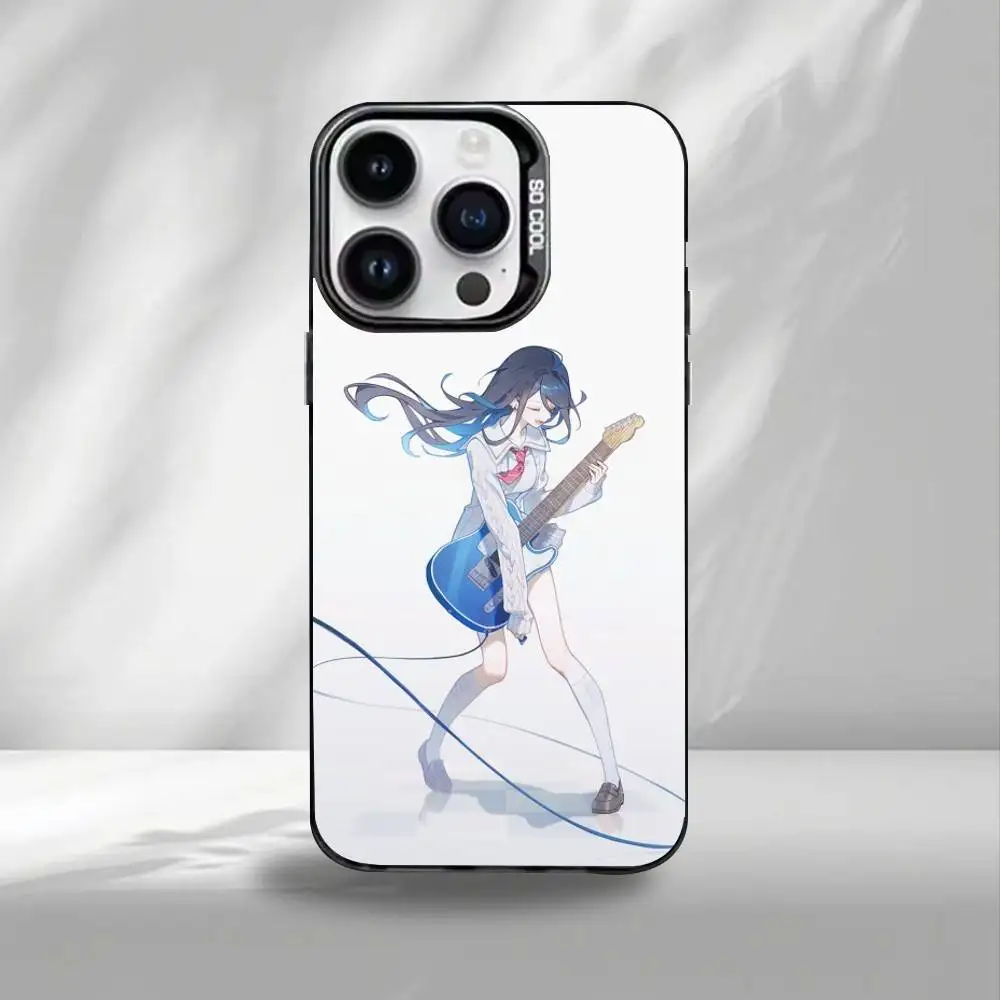 Lchika hoshino capa de telefone para iphone17,16,15,14,13,12,11 plus, pro max preto colorido banhado a prata dentro da capa