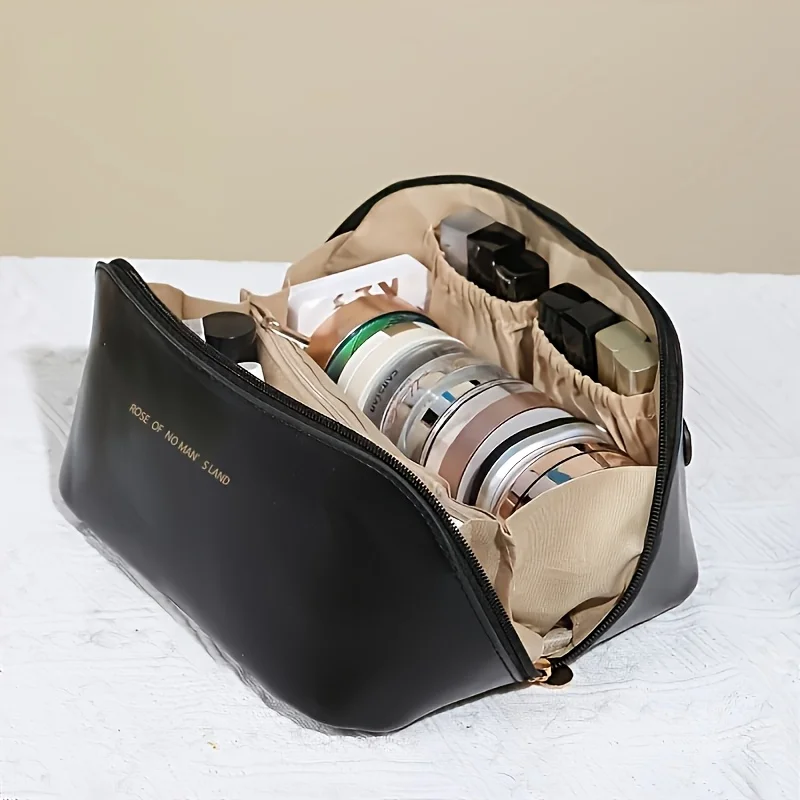 Grote waterdichte reismake-uptas met scheidingswandelingen en handvat, kunstleer cosmetic-organizer voor toiletartikelen en accessoires