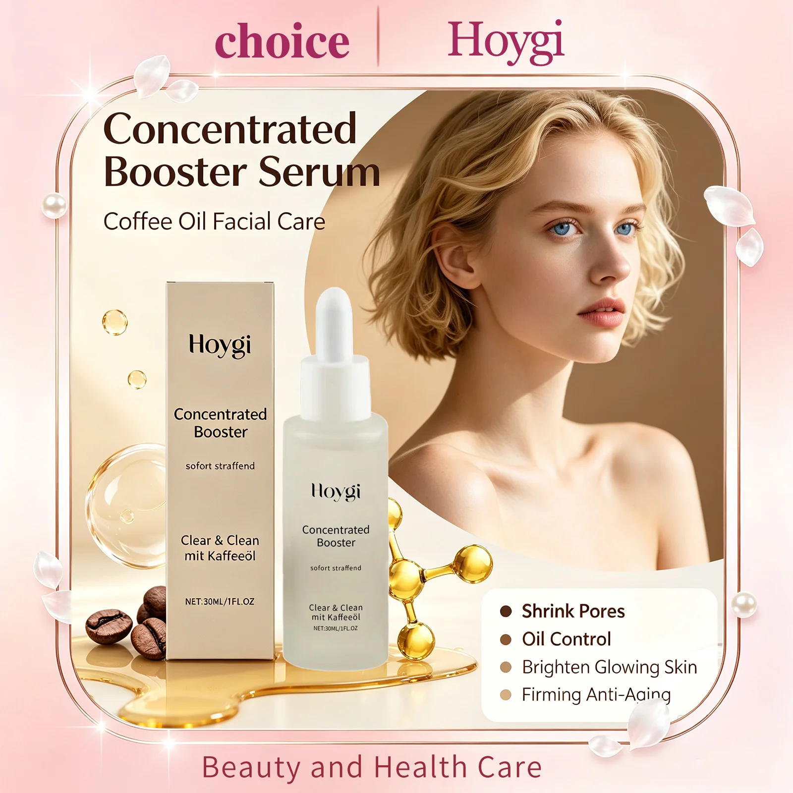 Hoygi Concentrated Booster Serum Coffee Oil Facial Shrink Pores Oil Control Clean Pore Firming Rough Skin Korean Skin Care Serum