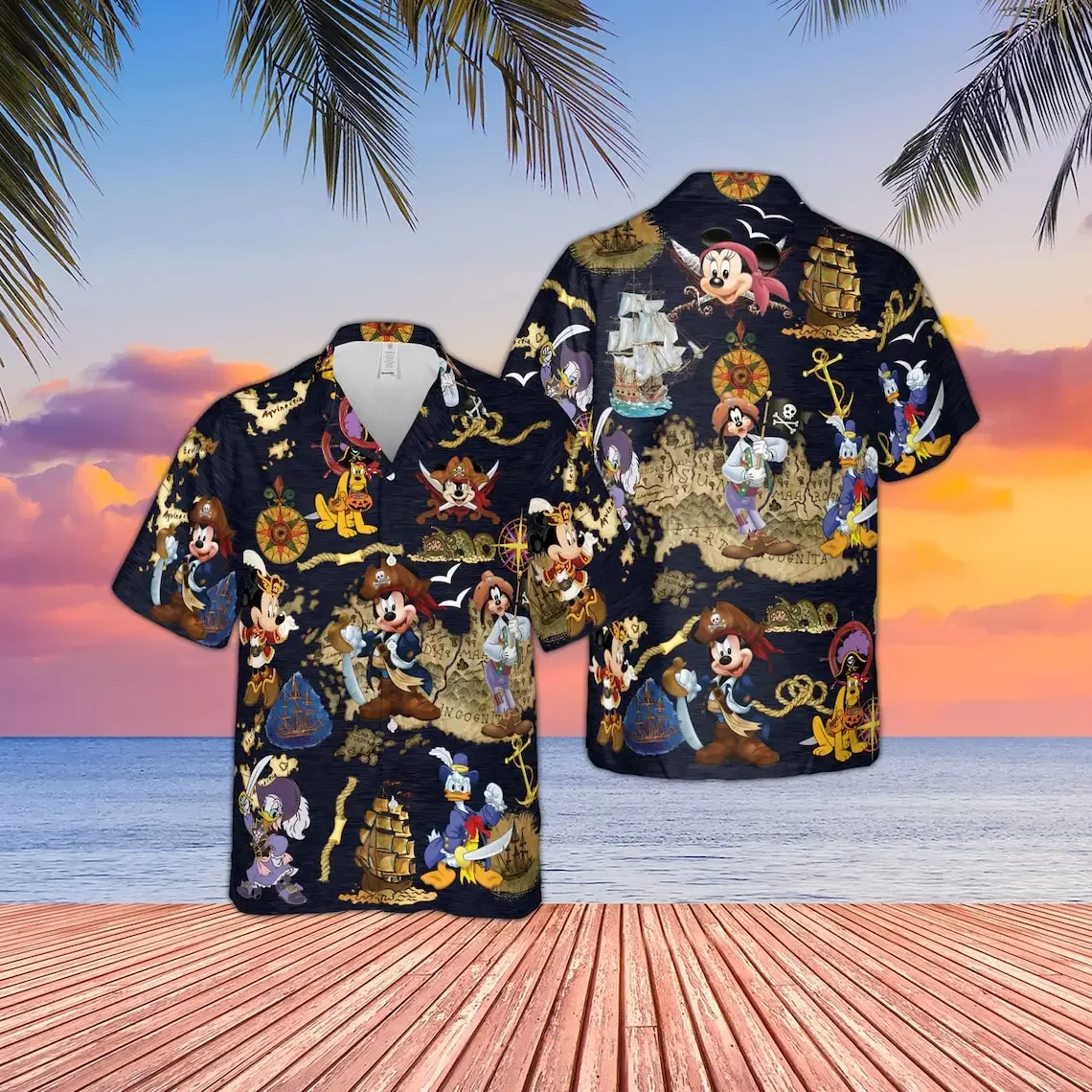 Disney Pirates of Caribbean Hawaiian Shirt  Mickey And Friends Shirt Disney Pirate's Life Hawaiian Shirt Funny Holiday Shirt image 2