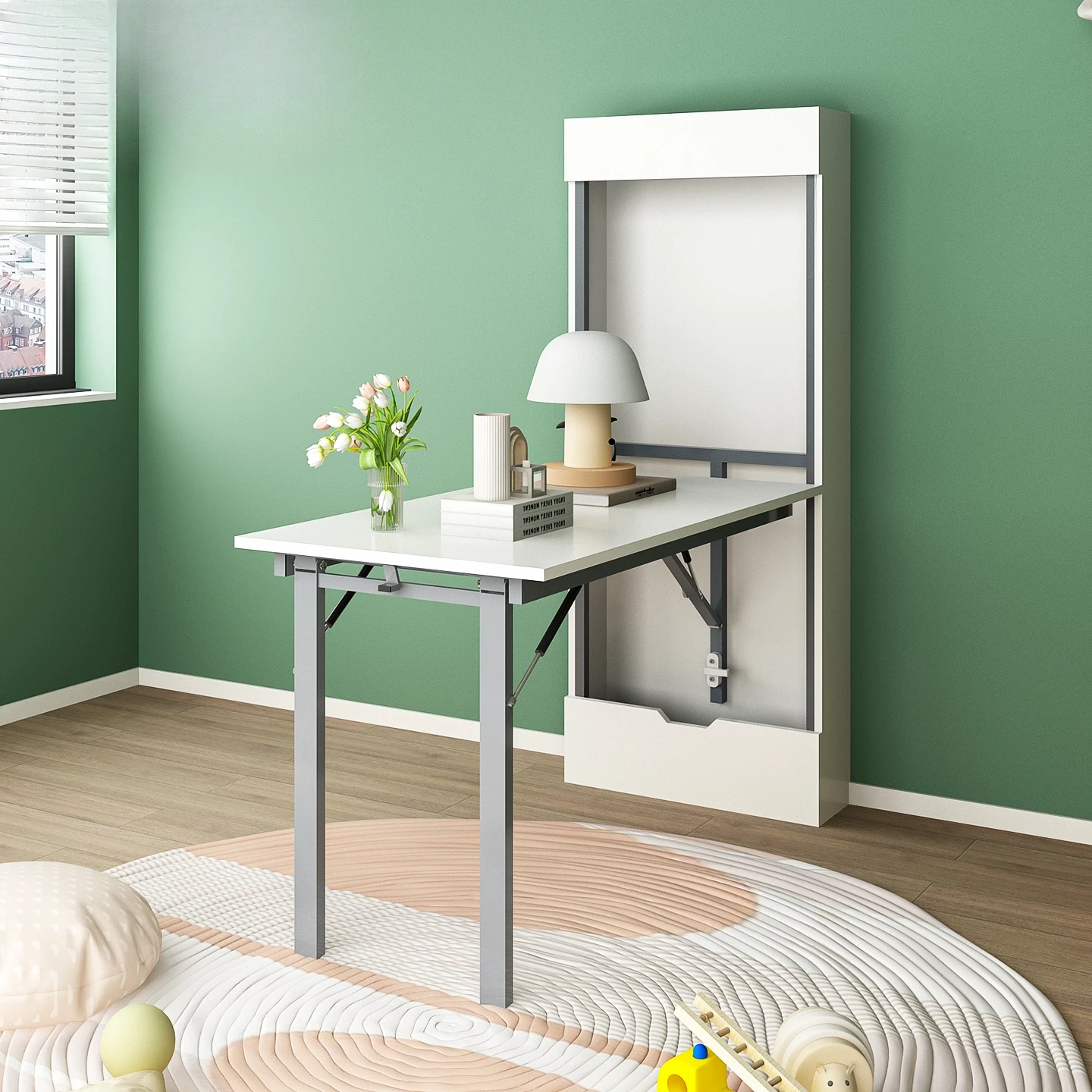 wall cabinet invisible folding dining table flip down telescopic desk wall mounted living room children's study multifunctional