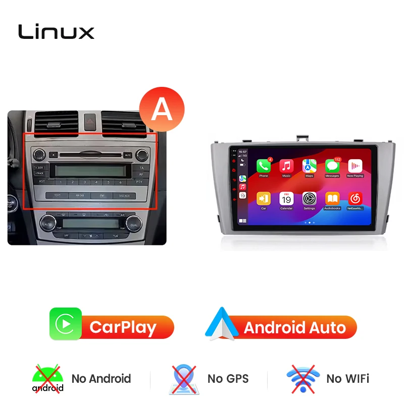Junsun draadloze CarPlay Android Auto autoradio voor Toyota Avensis Mk3 (T270) 2009-2018 met ingebouwde koelventilator, Android GPS navigatie, multimediaspeler, WiFi, DSP, RDS, BT, SWC, IPS