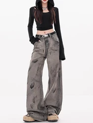 Vintage Jeans Women Y2K High Waisted Straight Denim Trouser Autumn New Fashion Streetwear Loose Wide Leg Denim Pants