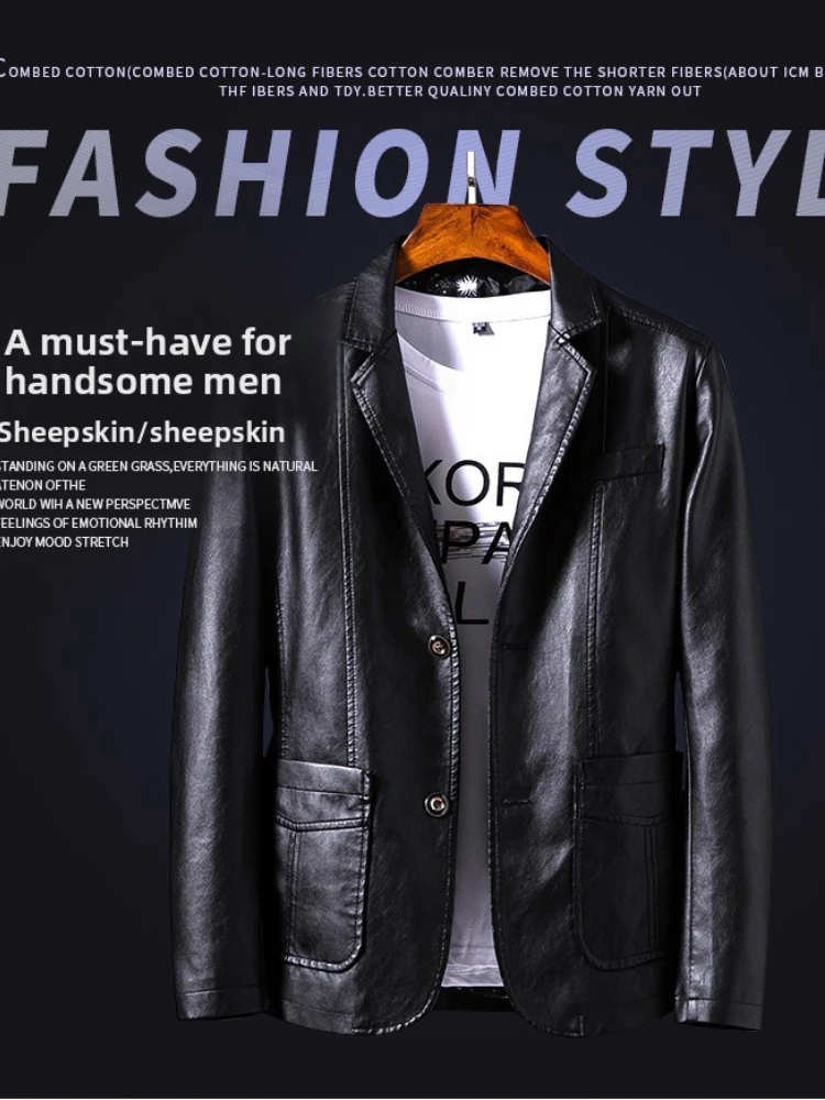2026 Spring and Autumn New Coat Men's Warm Leather Casual Popular Men's PU Leather Jacket Leather Suit Mens 6XL