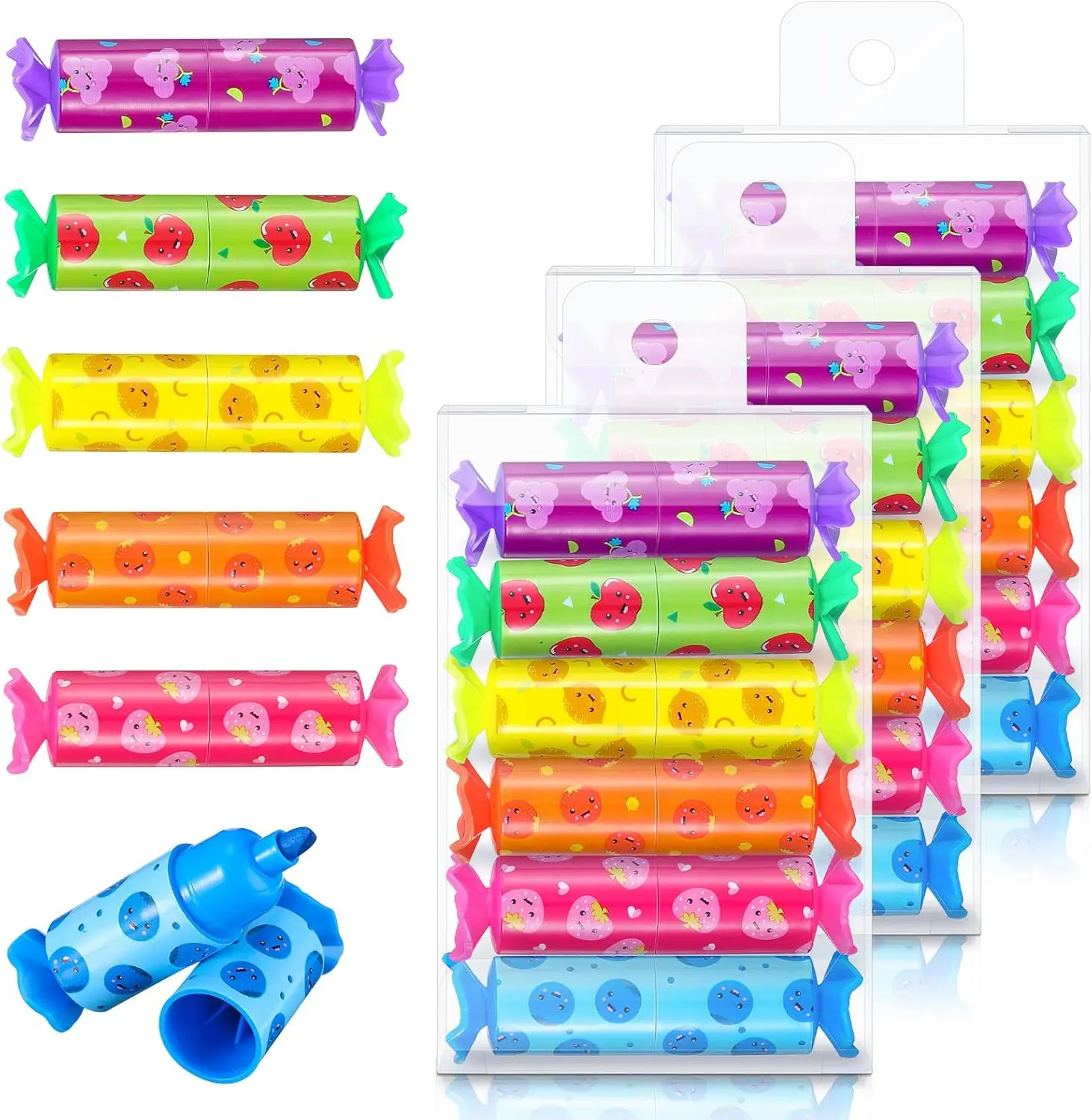 

24-Piece Mini Pastel Highlighters, 6 Colors Candy-Shaped Markers for Kids Students Drawing Party Supplies