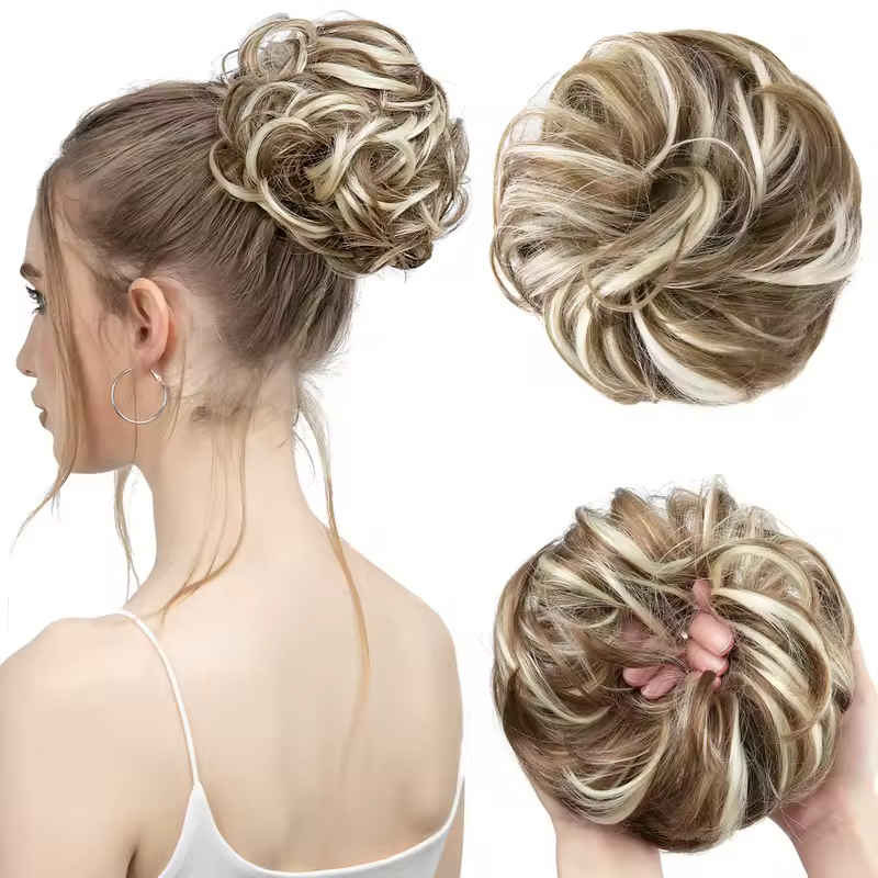 Synthetic Messy Hair Bun Extensions Big Curly Elastic Hair Scrunchies Hairpieces Chignon Donut Updo Hair Pieces for Women - Image 9