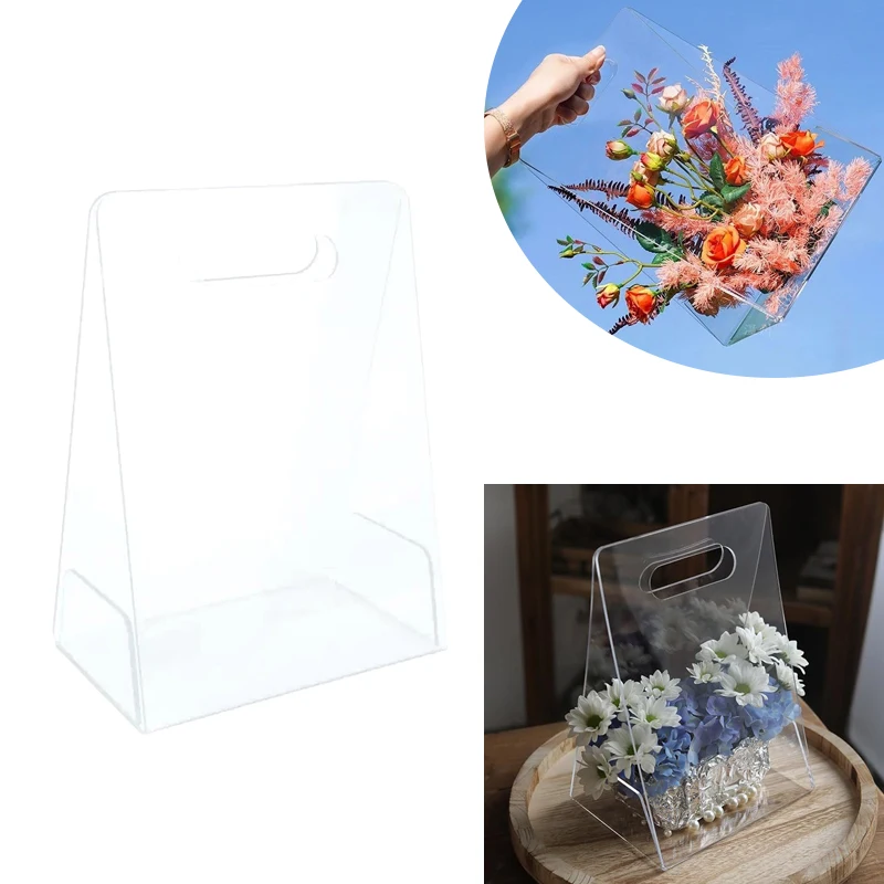 

Transparent Flower Bags Handheld Vase Acrylic Flower Basket High-End Floral Arrangement Clear Modern Decorative Vase