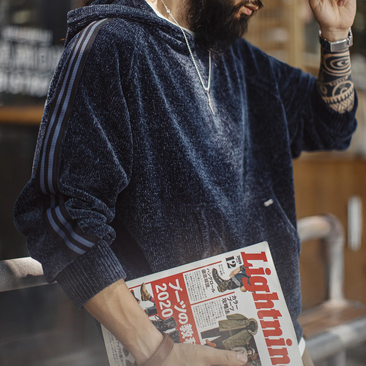 

Maden мужской вязаный пуловер из синели с капюшоном, свитер, осень-зима, плотная теплая винтажная повседневная толстовка с капюшоном, стильная верхняя одежда