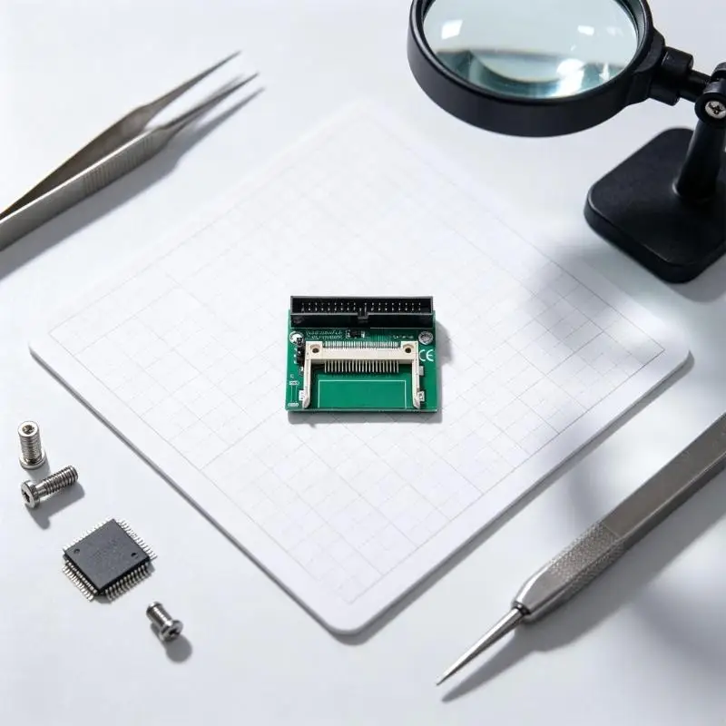CORA Flash-Card Storage Board with Direct 40-Pin Host Link, No Separate Driver, Physical Control, Metal Header, and Card Slot