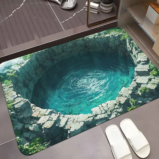 Visual Error Sentence Water Pit Door Mat Visual Stereoscopic Deep Well Carpet Kitchen Home Anti Slip Door Mat