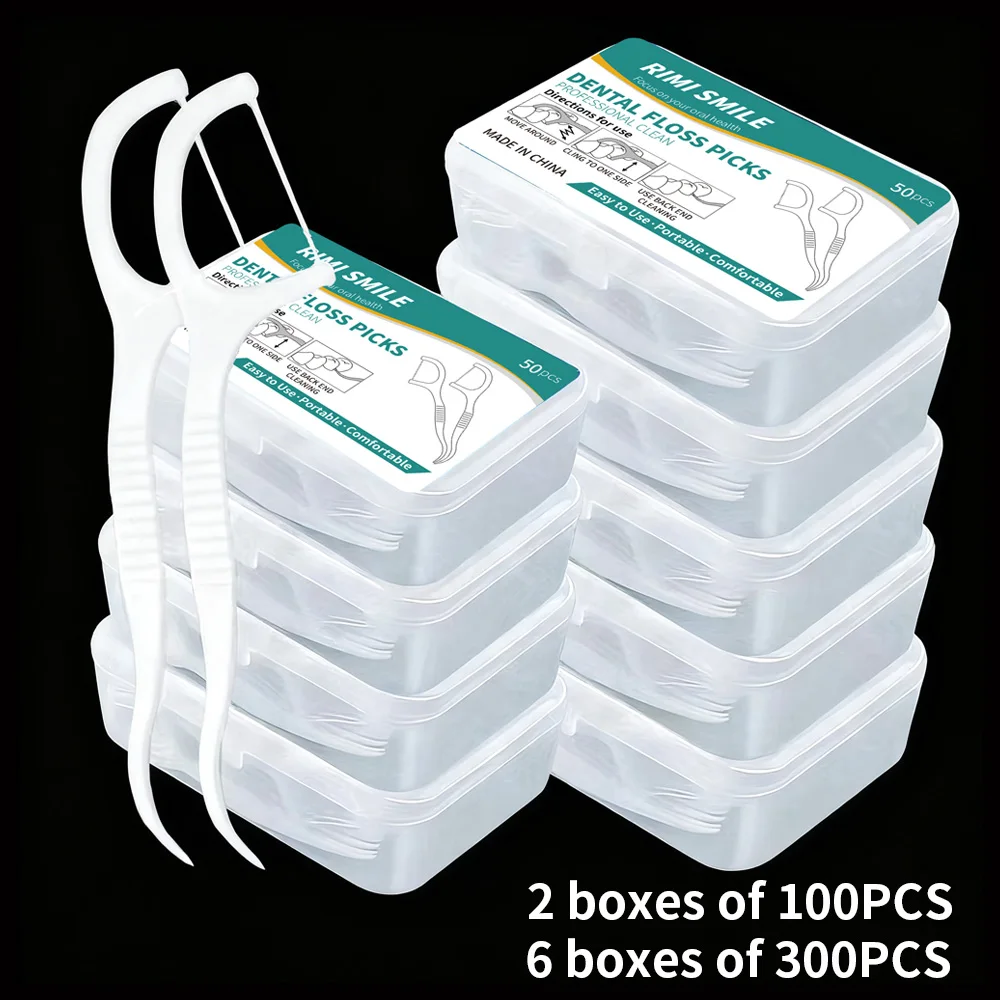 100PCS/300PCS - Fine sliding dental floss stick | Comes with a sealed storage box, dental floss is not easily broken or worn