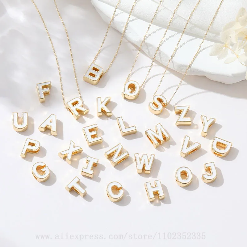 10pcs/ Bag  Minimalist Drip Oil 26 English Letter Hand String Bead Separated Bead Necklace Pendant DIY Handmade Material