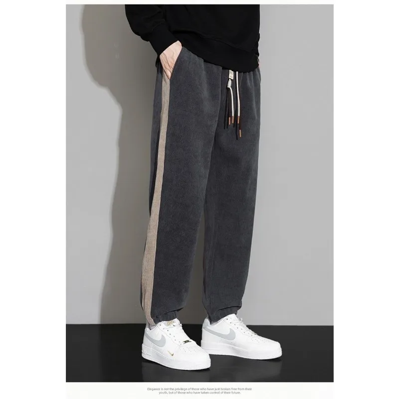 春と秋の新作スポーツパンツ秋と冬プラスベルベットパンツメンズカジュアルパンツルーズタイパンツ