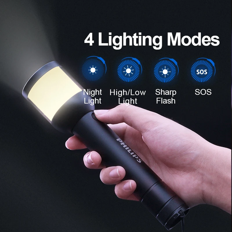 Imagem -05 - Philips-lanterna Portátil de Lâmpada de Acampamento 2-em Modos de Iluminação Usb c Recarregável Lanternas para Autodefesa Caminhadas Pesca